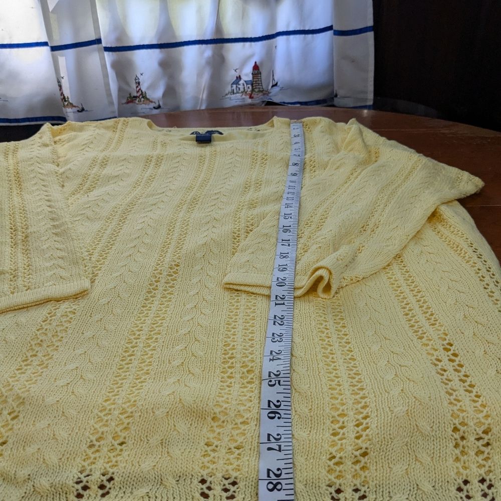 Denim & Co Bright Yellow Pointelle Knit Sweater 3XL - Picture 5 of 10